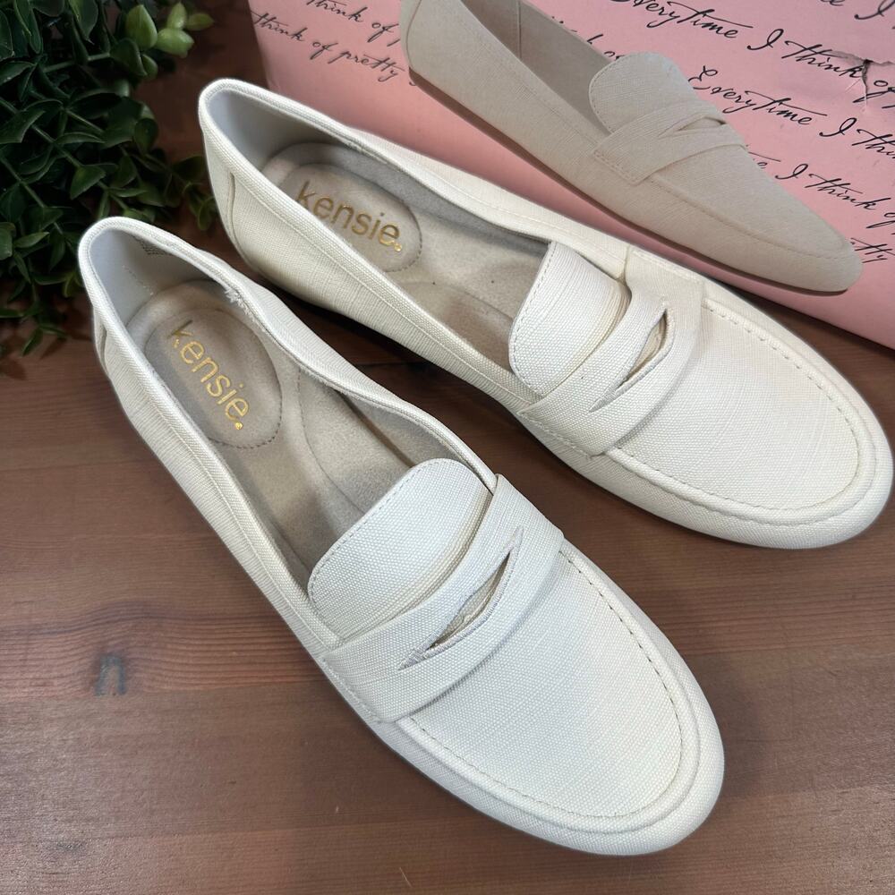 Kensie Women's Yelena Canvas Loafers Cream Size‎ 8